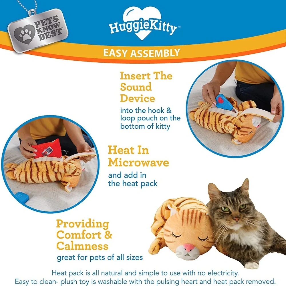 NWT Huggie Kitty to relax and comfort your pet Soothing cat purr & heartbeat